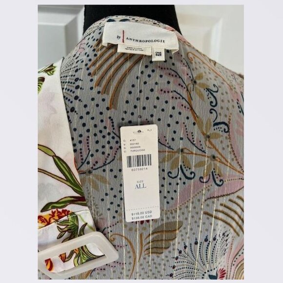 Dani Floral Kimono/Robe in Turquoise from Anthropologie - One Size - NWT - Picture 9 of 9